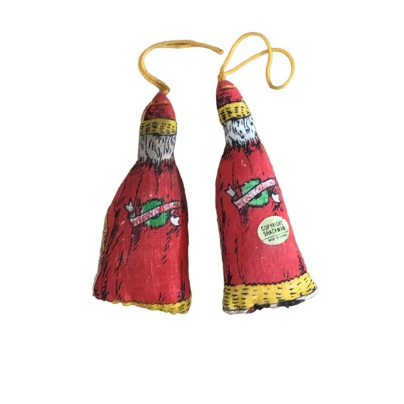 B Shackman Vintage 1970s Lot of 2 Stuffed Father Christmas Ornaments Santa Claus - Picture 5 of 8